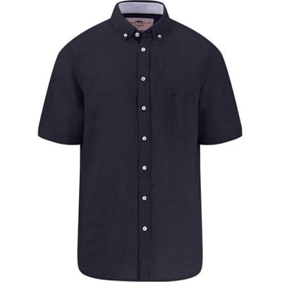 Fynch-Hatton Overhemd Premium Linnen Uni Color Button-Down Navy / male