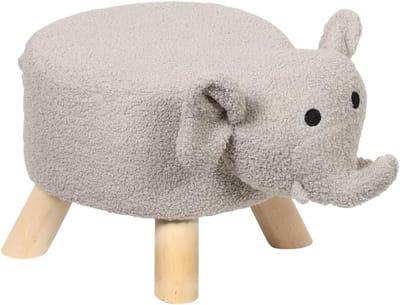 Kinderkruk Olifant - Voetenbankje Zacht - Zitten Spelen - FSC Grenenhout - 47 x 25 x 25 cm - Wit