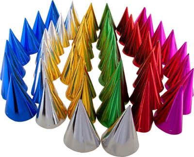 Gekleurde kartonnen feesthoedjes - glitters en multi kleuren - 50x stuks - verjaardag feest