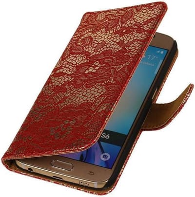 Samsung Galaxy Grand Max - Rood Lace / Kant Design - Book Case Wallet Cover Hoesje