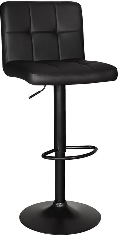 SET DEAL: 4 stuks Barkruk Anel met rugleuning: zwart leder met zwart onderstel barstoel