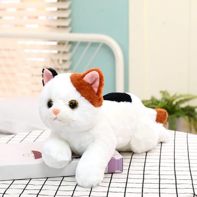 Nouveaux Jouets en Peluche Chat Mignon Simulé Créatif Poupée Chaton Mignon Poupée Cadeau d'Anniversaire pour Enfants 50Cm white
