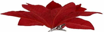 Kerstroos met clip - rood - dia.12cm - fluweel