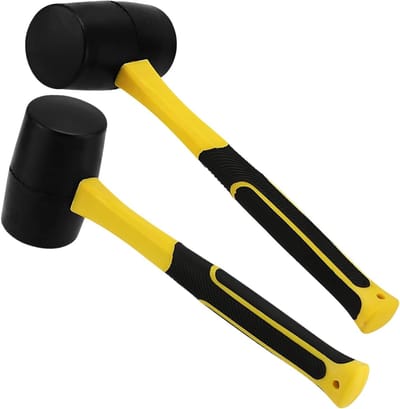 2 Pack 16oz Rubber Mallet - Zwarte Hamer met Fiberglas Handvat voor Tegelwerk, Houtbewerking en Paving zonder Sporen