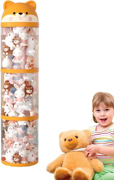 Knuffeldier Houder - Speelgoed Opberger - Kinderkamer Decoratie - Stille Verplaatsing - 33.5 x 28 x 28 cm - Transparant