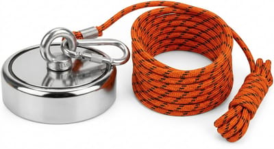 Magneetvissen Set 150 kg – Complete Vis magneet met Touw – Krachtige Neodymium Magneet – Startersset voor Magneetvissen – Zilver