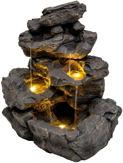 Rustic rapids elektrisch waterornament - grijs - 70cm - warm led&7m