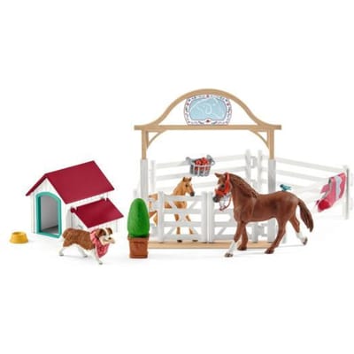 schleich HORSE CLUB Speelfigurenset - Hannah's Gastpaarden en Hond Ruby - Kinderspeelgoed voor Jongens en Meisjes - 5 tot 12 jaar - 20 Onderdelen - 42458