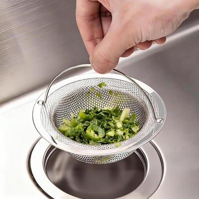 Sink Strainer Set 4 Pieces, Stainless Steel Sink Strainer 11cm with Handle, Fine Mesh Drain Strainer for Kitchen - ShopVlot