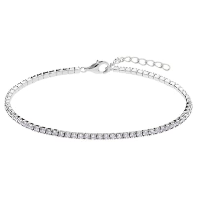 Lucardi - Dames Zilveren tennisarmband - Armband - 925 Zilver - Goudkleurig - 19 cm
