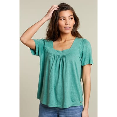 River Woods Green Square Neck T-shirt Size: XS | T-Shirts Outlet | Dames | Blauw