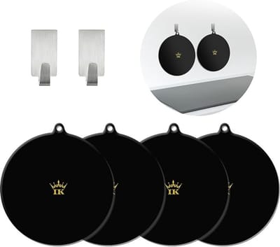 Inductiematten - 4 Stuks + 2 Luxe Hangertjes - Rond - Zwart - Anti-slip - Tot 230°C - Veilig Koken - SnelShoppen
