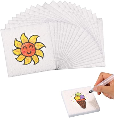 Dailygoods- Schilderpapier 20 Stuks - Magic Foam Textuurpapier - Luchtig Schuimverfpapier - Knutselspullen voor Kinderen - 10 x 10 cm - DIY Kunstwerken - Knutselpapier