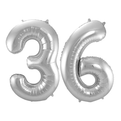 Folieballon 36 jaar - Zilver - 86 cm