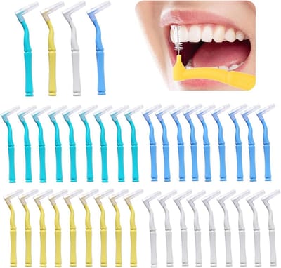 Kleurrijke tandenborstels - Interdentale borstels - Mondhygiëne verbeteren - L-vormig ontwerp - 40 stuks - Meerdere kleuren