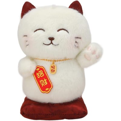 Avec Collier Peluche Ornement Chat Porte-Bonheur Collection Peluches Jouet Peluche Chat Porte-Bonheur Moelleux Ins Poupée Peluche Chat Porte-Bonheur Noël blanc