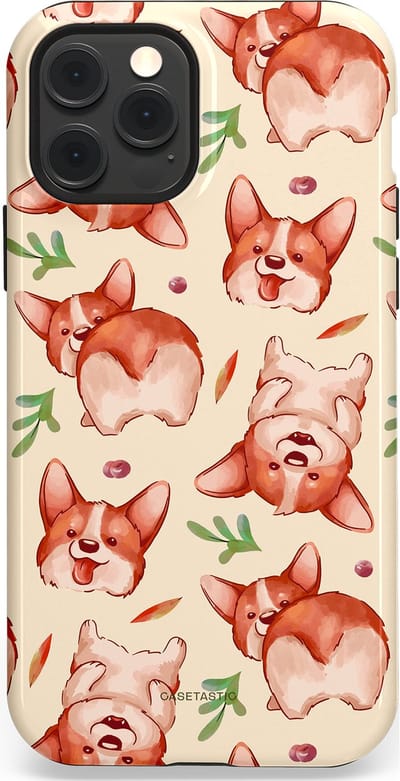Casetastic Hoesje Geschikt voor Apple iPhone 12/12 Pro Magsafe - Stijlvolle Beschermende Duo-layer Case - Corgipootjes