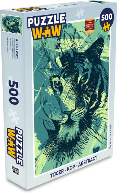 Puzzel Tijger - Kop - Abstract - Legpuzzel - Puzzel 500 stukjes