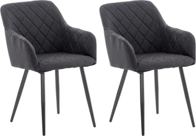 CLP Shila Set van 2 eetkamerstoelen - zwart Stof