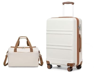 Bagageset 2-delig - Harde handbagagekoffer 55 cm met TSA-slot, Ryanair 40x20x25 cm cabinetas - Crèmewit - 20 inch