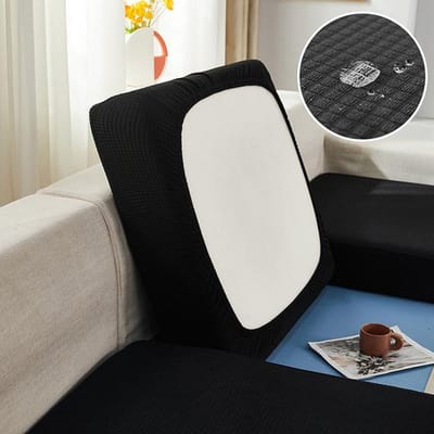 Waterdichte bankkussenhoes bankhoes hoge stretch bankstoel hoes meubelbeschermerhoezen voor woonkamer alle hoezen Plus Size (M)-1pc zwart