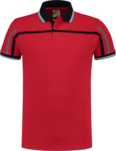 Lemon & Soda heren polo met contrast details in het rood in de maat large.
