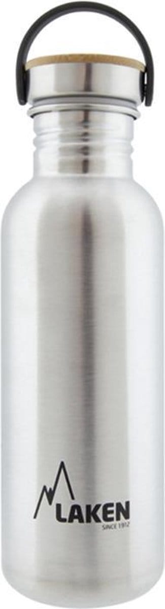 RVS fles 750ml Basic Steel Bottle - Bamboo screw cap, Laken