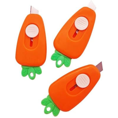 3 pièces Boîte de Rangement Mignonne Mini Carotte Cartoon Cutter Utility Ouvre-lettres Art Kawaii Couteau Papeterie orange