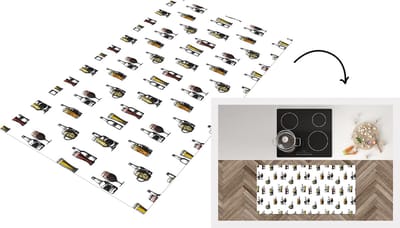 Keukenloper - Loper keuken - Bier - Glas - Patroon - 120x60 cm - Keukenloper vinyl