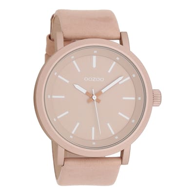 OOZOO Timepieces - Oud roze horloge met roze leren band - C8250