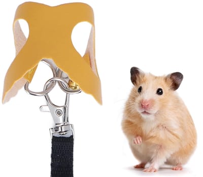 Dailygoods- Hamster Harnas met Bellen - Riem Set - Kunstleer - Zacht en Gemakkelijk Te Dragen - 3 Maten - Voor Buiten Wandelen - Huisdierharnas