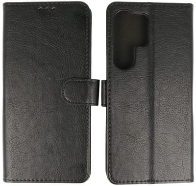Zakelijke Book Case Telefoonhoesje - Portemonnee Hoesje - Geschikt voor de Samsung Galaxy S25 Ultra - Zwart