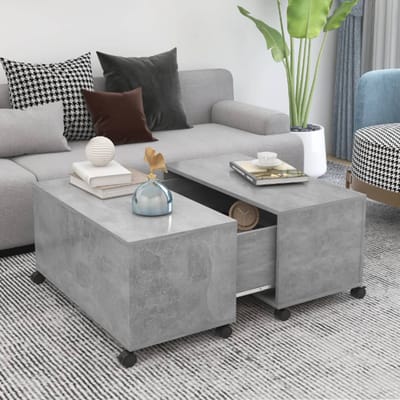 vidaXL - Salontafel - 75x75x38 - cm - bewerkt - hout - betongrijs