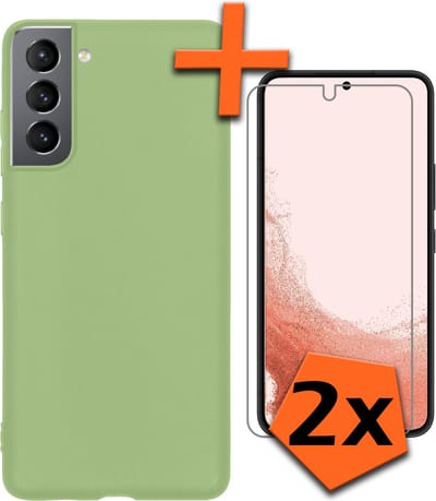 Hoes - Met 2x Screenprotector - Geschikt voor Samsung Galaxy S22 - Sterk & Shockproof - Back Cover - Siliconen Case - Telefoon Hoes - Groen