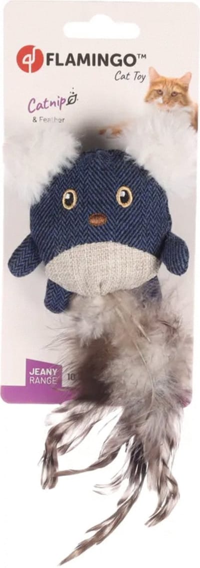 Flamingo Jeany Muis - Kattenspeelgoed - 20x10 cm Blauw