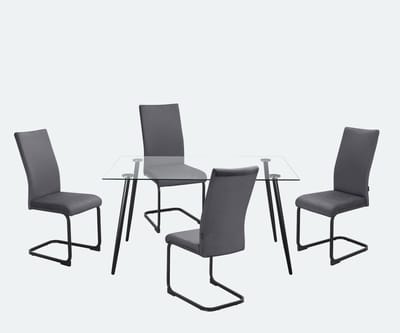 Danny-Eetset - 140x80 cm - Antraciet Fluweel