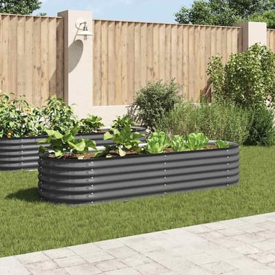 vidaXL - Plantenbak - verhoogd - 240x80x44 - cm - gegalvaniseerd - staal - grijs