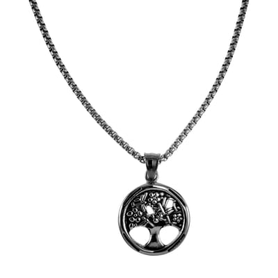 60cm x 3mm Jasseron-Ketting met 27mm Levensboom Hanger Unisex - Gepolijst RVS - Levensboom hanger Ketting - Dames - Heren