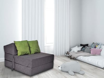 Luxe Opvouwbaar Logeermatras - Grijs met Groene Kussens - 200x70x15 cm - Huisstofmijtwerend