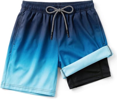 Jongens zwemshorts met compressievoering voor kinderen van 7-14 jaar | Sneldrogende 2-in-1 zwemshorts met zakken, anti-schuur ontwerp voor strand en zwembad
