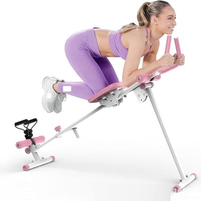 Roeimachine Buiktrainer - Fitnessapparaat Thuis - Full Body Workout - 4-in-1 Functionaliteit - Opvouwbaar Ontwerp - Grijs
