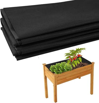 voering voor grote groente trogplantenbakken, outdoor verhoogd bed plantenbakvoering, zware niet-geweven plantenkweekzakken, plantaardige trogplantenvoeringen voor tuinbloem (zwart, 60 cm x