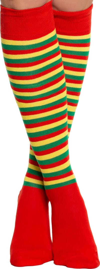 Partychimp Kniekousen Dames Carnaval Carnavalskleding Dames Carnaval Accessoires Verkleedkleren Volwassenen - Rood/Geel/Groen- Katoen/Polyamide/Elastaan - One-Size