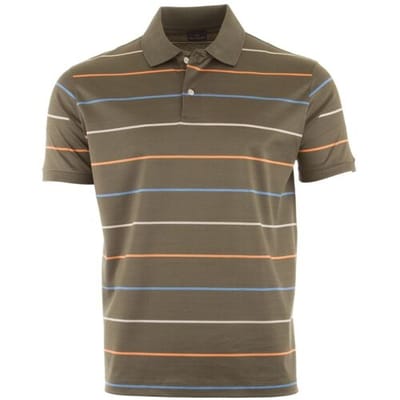 Paul & Shark Polo Shark Tag Double Mercerised Jersey Stripe Donker Khaki / male