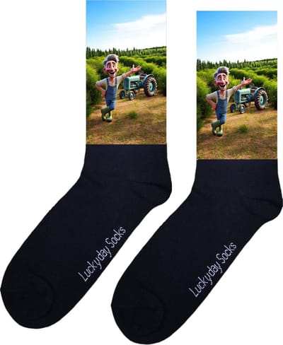 Vrolijke Boer - Opkikker - Grappige sokken - Valentijn cadeau - Verjaardagscadeau - Sint cadeau - Leuke sokken - Boomgaard - Vrolijke sokken - Cadeautje - Grappig cadeau - Kerst Sokken - Vaderdag - Moederdag - Kerstcadeau - Socks maken Happy - 37-44