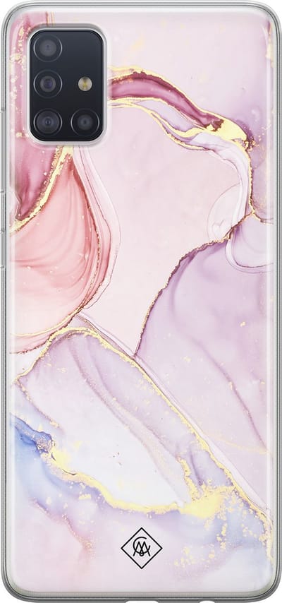 Casimoda® hoesje - Geschikt voor Samsung A51 - Marmer roze paars - Backcover - Siliconen/TPU - Paars