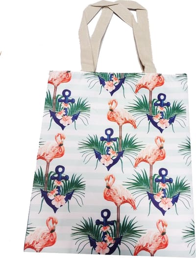 Damestas Flamingo Anker Lichtgroen - Shopper met ritssluiting - Schoudertas - Handtas - Zomer Strandtas