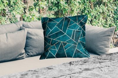 Sierkussen Buiten - Stenen - Goud - Luxe - Patronen - Abstract - 60x60 cm - Weerbestendig
