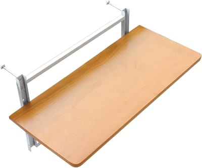 Opklapbare Balkontafel - Hangende Buitentafel - Kleine Ruimtes - Montage Zonder Boren - 60x35cm - Beige