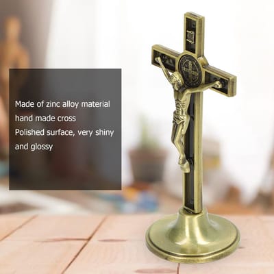 Dailygoods- Wandkruis Metalen Zinklegering - Kruis Muur - Wandkluis - Handgemaakt - Verwijderbare Basis - Doordacht Cadeau - Kruisbeeld